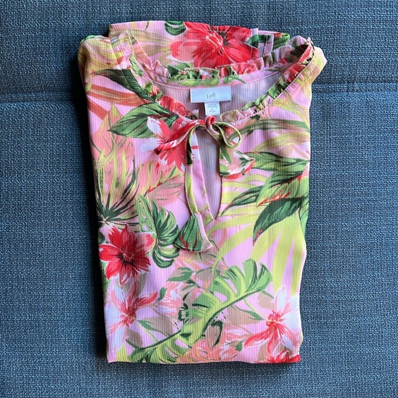 🌺 J. Jill Tropical, Flute-Sleeve Tunic / Dress 🌺 - Picture 4 of 16